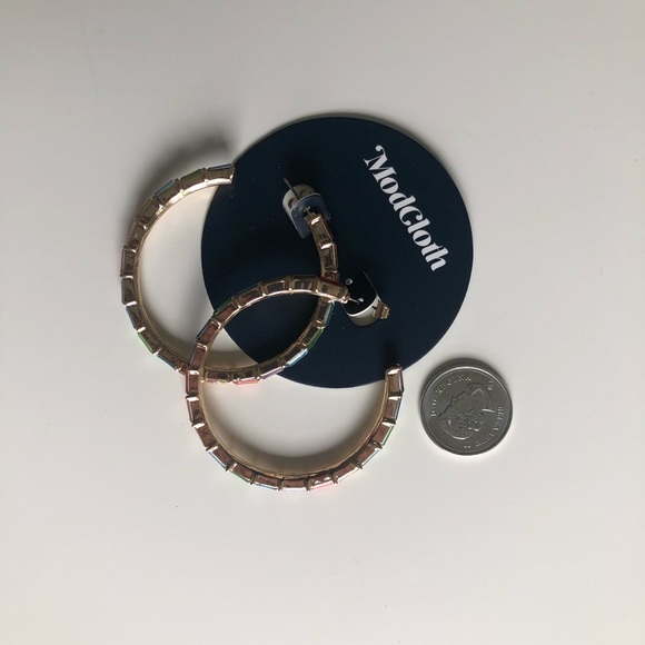 Colorful rhinestone hoop earrings - Picture 5 of 6